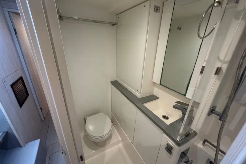 Slide: The Image of Modern bathroom in 2021 Leopard 45 yacht, featuring sleek design and compact amenities. - 137