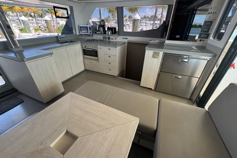 Slide: The Image of Modern kitchen interior of 2021 Leopard 45 yacht with sleek cabinetry and appliances. - 84