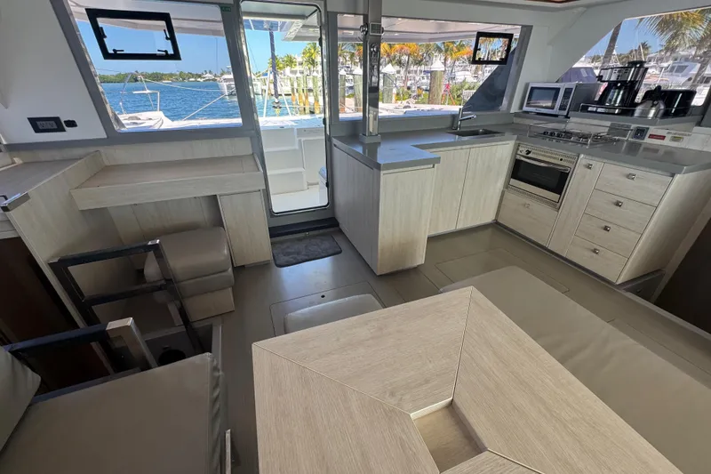 Slide: The Image of Modern kitchen interior of 2021 Leopard 45 yacht with ocean view. - 87