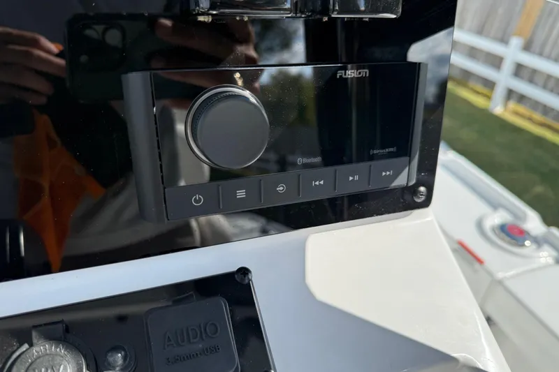 Slide: The Image of Fusion audio system on 2026 Sea Hunt BX 22 BR boat dashboard. - 19