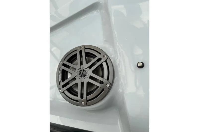 Slide: The Image of 2026 Sea Hunt BX 22 BR boat speaker detail with JL Audio branding. - 21