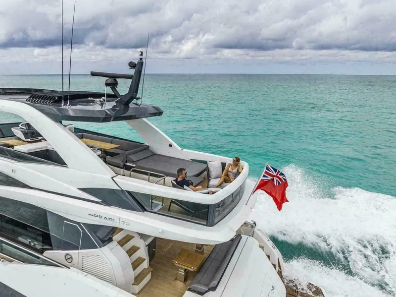 Slide: The Image of Luxury Pearl 72 yacht cruising on a sunny day, 2025 model. - 4