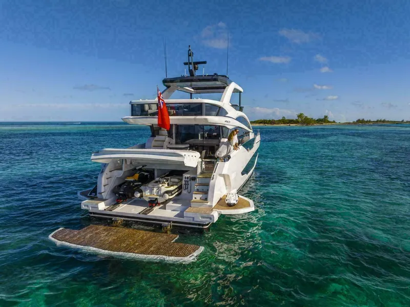 Slide: The Image of Engine room of 2025 Pearl 72 yacht, featuring advanced machinery and metallic finishes. - 44