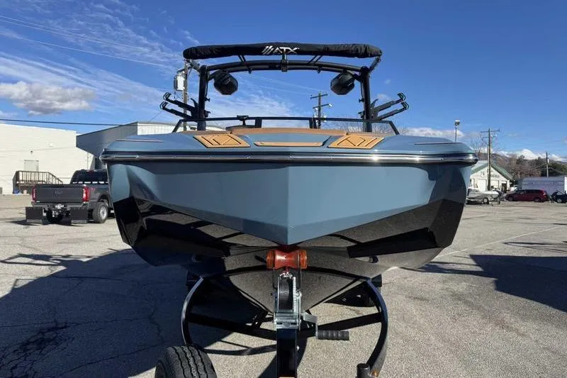 Slide: The Image of 2026 ATX Surf Boats 22 Type-S on trailer, showcasing sleek design and modern features. - 3
