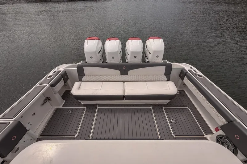 Slide: The Image of 2020 Fountain 43 NX boat with quad engines and spacious seating on calm water. - 43