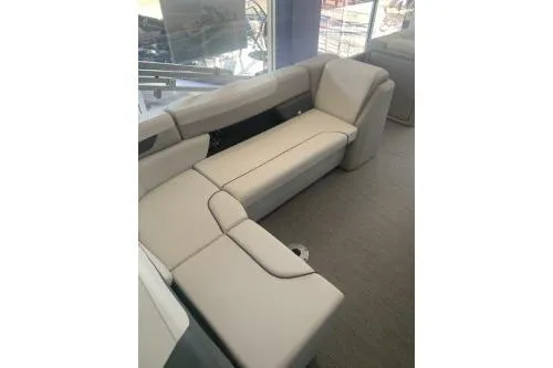 Slide: The Image of 2026 Godfrey Sweetwater 2086 CSE boat interior with plush seating and modern design. - 8