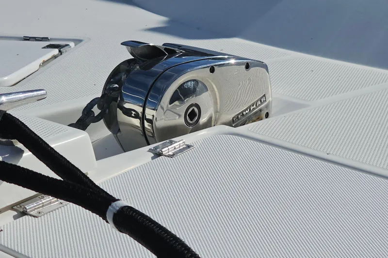 Slide: The Image of Anchor winch on 2015 Cutwater 30 Command Bridge boat deck. - 6