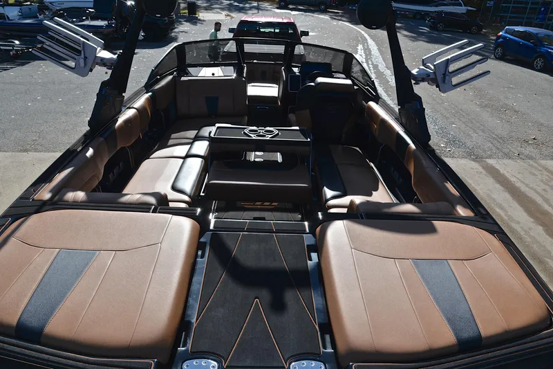 Slide: The Image of 2023 Malibu Wakesetter 23 LSV interior with luxurious seating and modern design. - 18