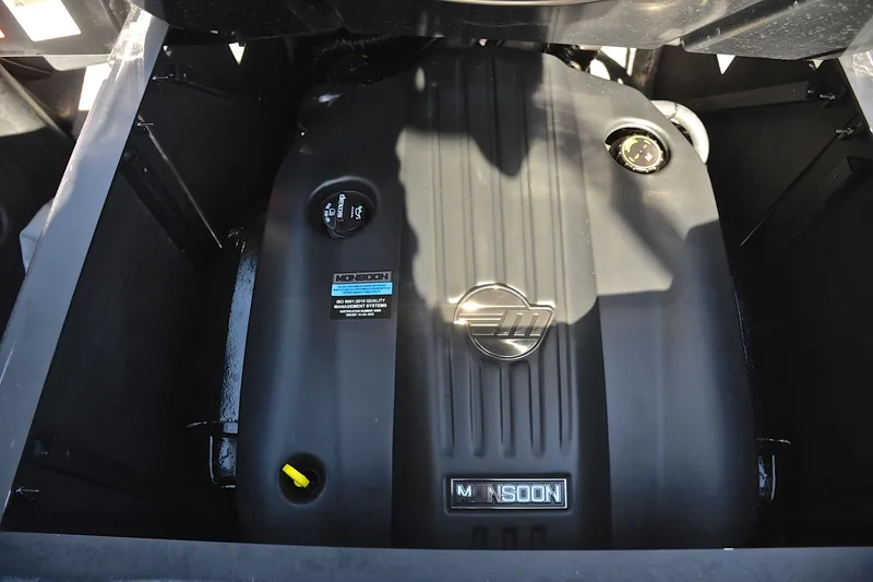 Slide: The Image of 2023 Malibu Wakesetter 23 LSV engine compartment with Monsoon engine cover. - 28