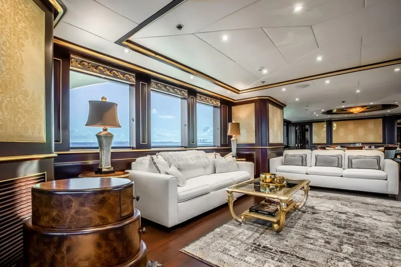 Slide: The Image of Luxurious interior of 2009 Horizon Model Tri-Deck yacht with elegant furnishings and ocean view. - 5