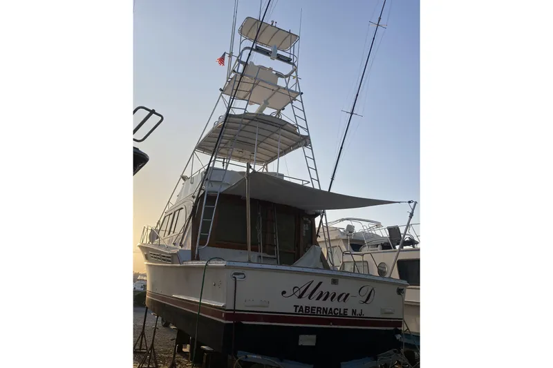 Slide: The Image of 1980 Jersey 40FT Convertible boat named Alma-D in dry dock, Tabernacle, NJ. - 52