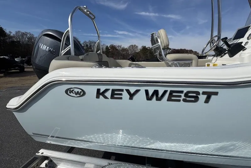 Slide: The Image of 2026 Key West 203 FS boat with Yamaha engine, side view. - 5