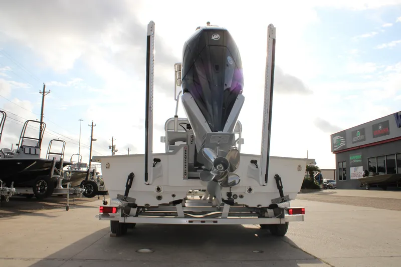 Slide: The Image of Rear view of 2026 Mamba 24 Cat Elite boat on trailer at dealership. - 12