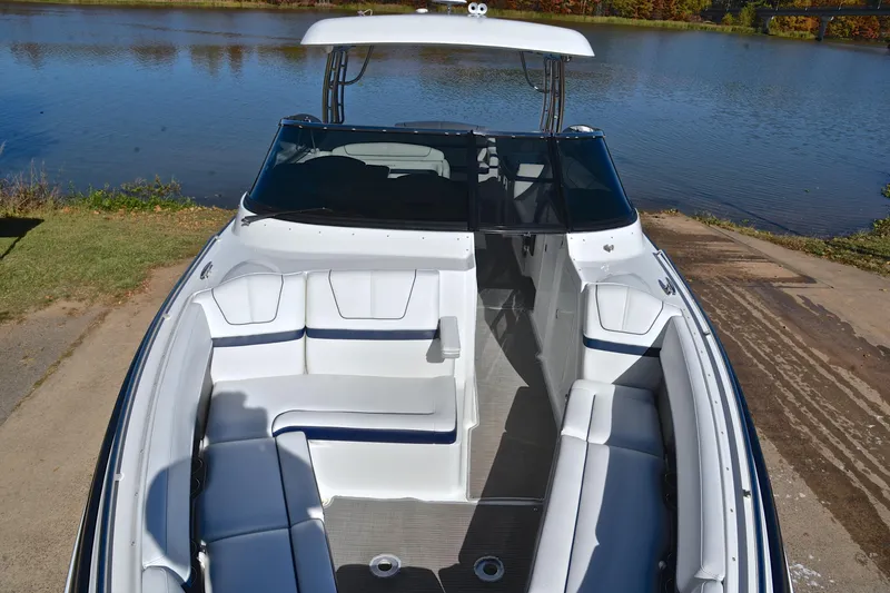 Slide: The Image of 2016 Formula 350 Crossover Bowrider on a serene lake backdrop. - 22