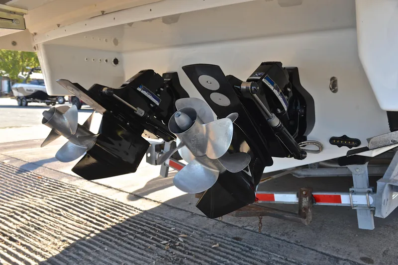 Slide: The Image of 2016 Formula 350 Crossover Bowrider dual propellers on a trailer. - 40