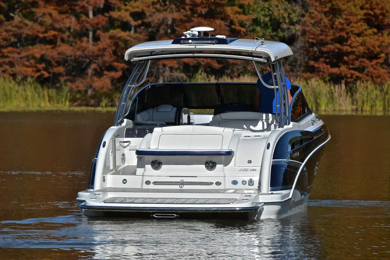 Slide: The Image of 2016 Formula 350 Crossover Bowrider on calm water, rear view. - 8