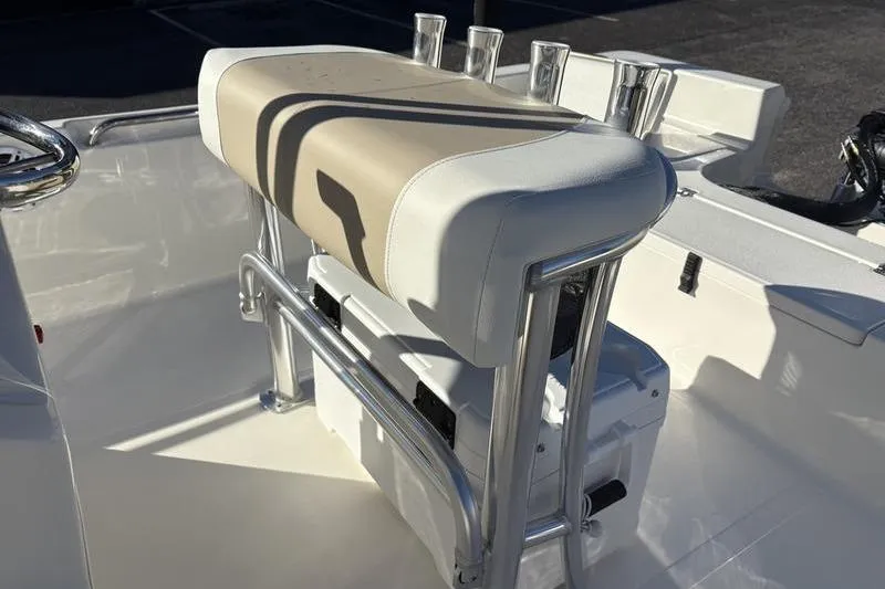 Slide: The Image of 2026 Bulls Bay 2200 XS boat seat with rod holders and storage. - 11