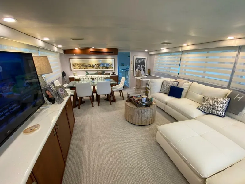 Slide: The Image of Modern kitchen in 1989 Hatteras Custom Cockpit yacht with stainless steel appliances. - 18