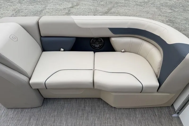 Slide: The Image of Luxurious seating on 2026 Godfrey Sweetwater 2286 SFLC pontoon boat, featuring elegant upholstery. - 2