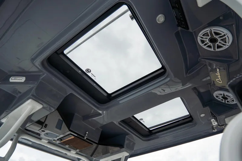 Slide: The Image of 2023 Tidewater 380 CC Adventure boat interior with door and ladder details. - 29