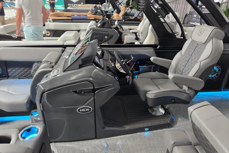 Slide: The Image of Luxurious 2026 Godfrey SA boat interior with modern seating and advanced dashboard features. - 6