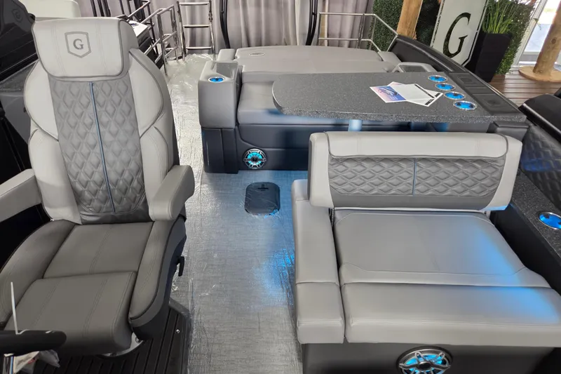 Slide: The Image of Luxurious 2026 Godfrey SA boat interior with plush seating and modern design. - 7