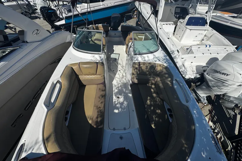 Slide: The Image of 2019 Hurricane SunDeck 2690 OB boat with spacious seating and modern design. - 15