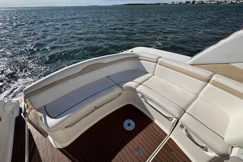 Slide: The Image of Luxury seating on 2010 Sea Ray 370 Sundancer yacht with ocean view. - 19