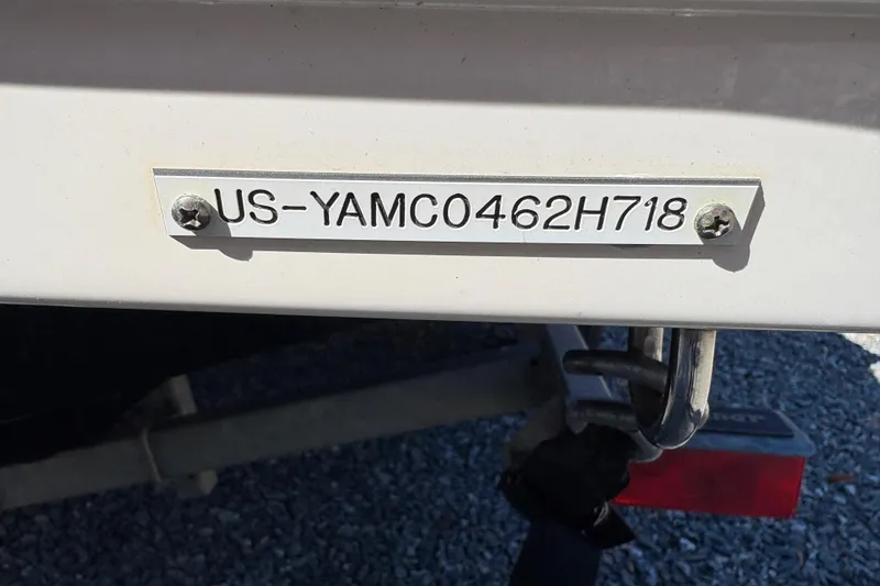Slide: The Image of 2018 Yamaha SX190 boat hull identification number plate, US-YAMC0462H718. - 17