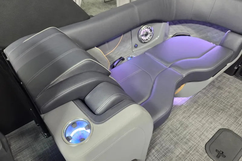 Slide: The Image of Luxurious seating on 2026 Godfrey Sanpan 2700 SBW Twin with cup holder and ambient lighting. - 23