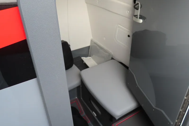 Slide: The Image of Interior cabin of 2025 Sunsation 32 CCX boat with seating and storage. - 12