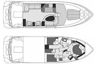 Slide: The Image of Floor plan of a 2004 Carver 460 Voyager yacht, showcasing interior layout. - 29
