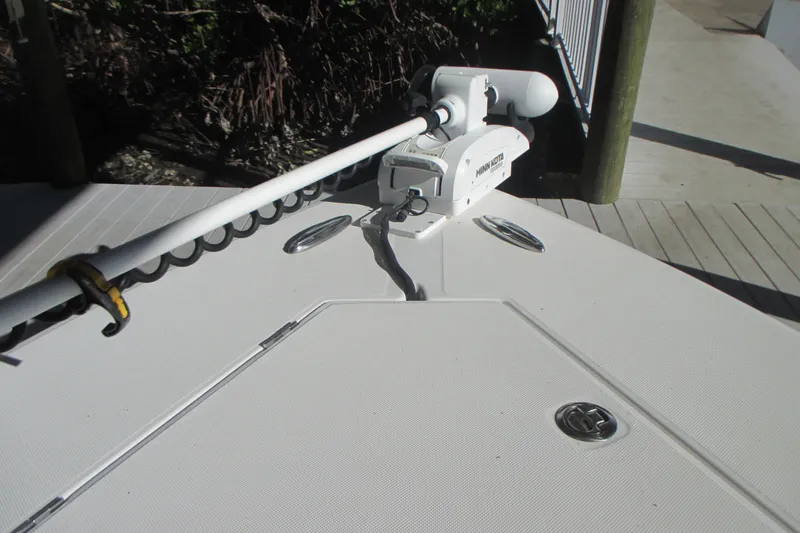 Slide: The Image of Bow of 2012 Jupiter 30 FS boat with Minn Kota trolling motor. - 20