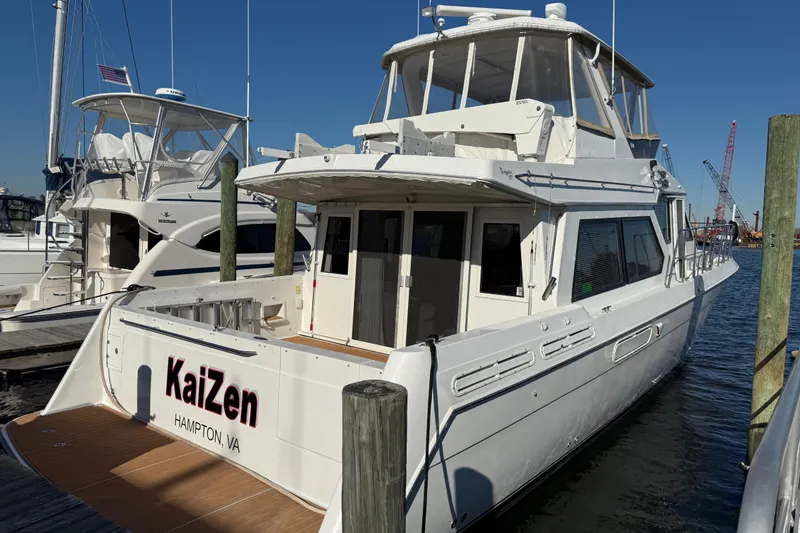 Slide: The Image of 1999 Navigator 5300 yacht "KaiZen" docked in Hampton, VA marina. - 1