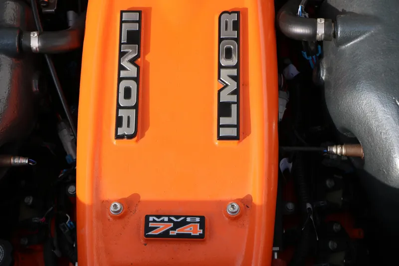 Slide: The Image of Orange Ilmor MV8 7.4 engine in 2014 Master Craft X-Star boat. - 31