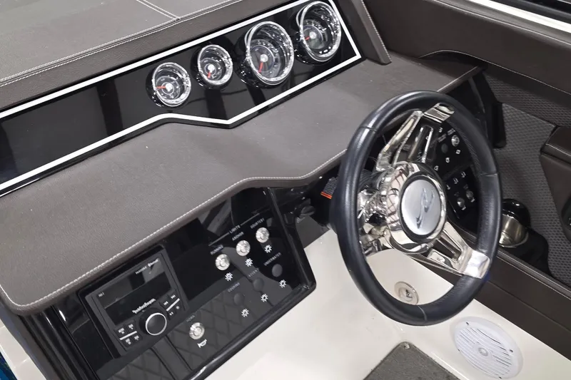 Slide: The Image of Close-up of 2017 Sea Ray SLX 280 tachometer showing 108 engine hours. - 14