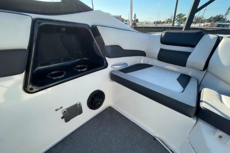 Slide: The Image of Interior view of 2019 Yamaha SX195 boat storage compartment with wiring. - 43