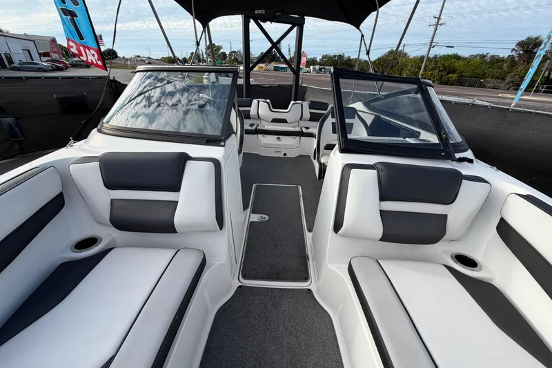 Slide: The Image of 2019 Yamaha Boats SX195 interior with sleek seating and modern design. - 58