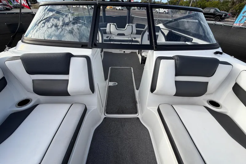 Slide: The Image of 2019 Yamaha Boats SX195 interior with sleek seating and modern design. - 59
