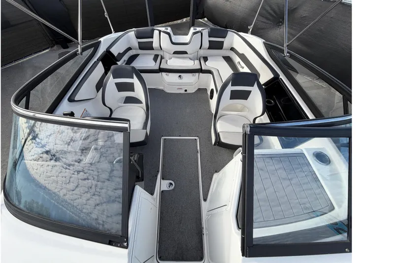 Slide: The Image of 2019 Yamaha Boats SX195 interior with sleek seating and modern design. - 60