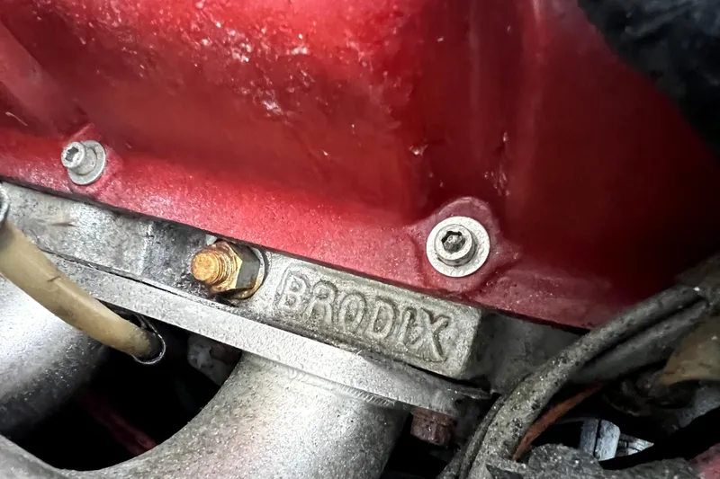 Slide: The Image of Close-up of Brodix engine part in 1989 Cigarette Cafe Racer 35. - 23