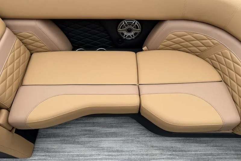 Slide: The Image of Luxurious tan seating in 2026 Godfrey Monaco 235 SFLC iMPACT boat interior. - 10