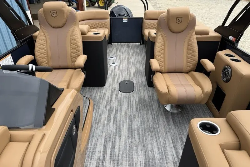 Slide: The Image of Luxurious interior of 2026 Godfrey Monaco 235 SFLC iMPACT pontoon boat with plush seating. - 22
