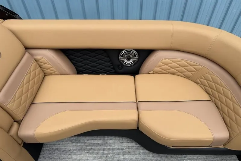 Slide: The Image of Luxurious tan seating on 2026 Godfrey Monaco 235 SFLC iMPACT boat with quilted design. - 35