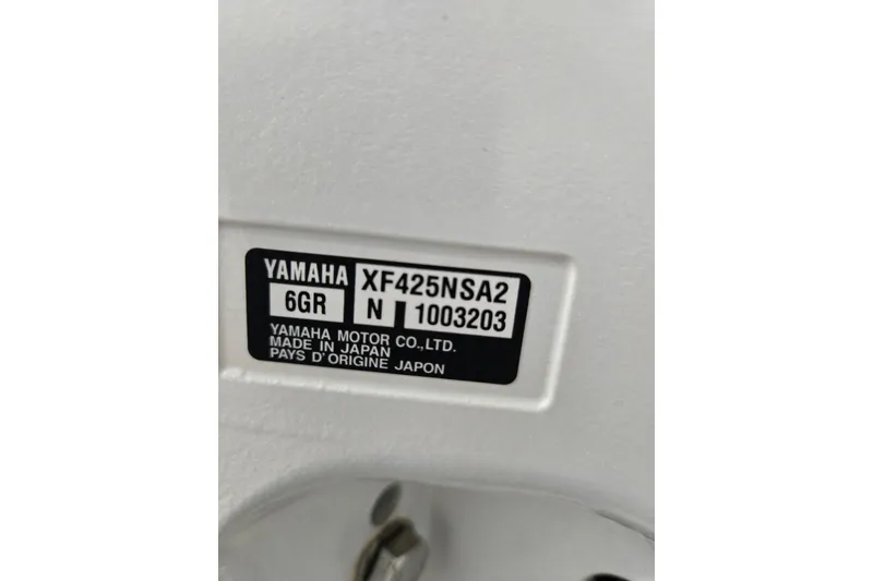 Slide: The Image of Label on Yamaha motor, model XF425NSA2, made in Japan, for Regulator 41, 2020. - 39