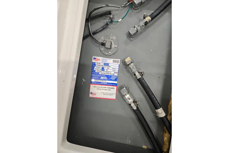 Slide: The Image of Boat fuel system components with labels, Regulator 41, 2020 model. - 59