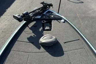 Slide: The Image of 2019 Nitro Z21 boat deck with mounted equipment and storage compartment. - 6