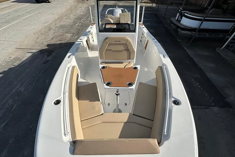 Slide: The Image of 2026 Sea Pro 245FLX Sandbar boat with spacious seating and sleek design. - 31