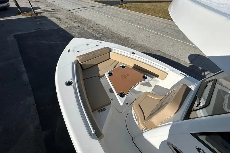 Slide: The Image of 2026 Sea Pro 245FLX Sandbar boat with spacious seating and sleek design. - 33