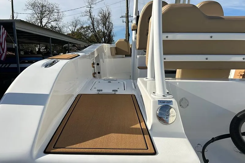 Slide: The Image of 2026 Sea Pro 245FLX Sandbar boat interior with seating and deck details. - 46